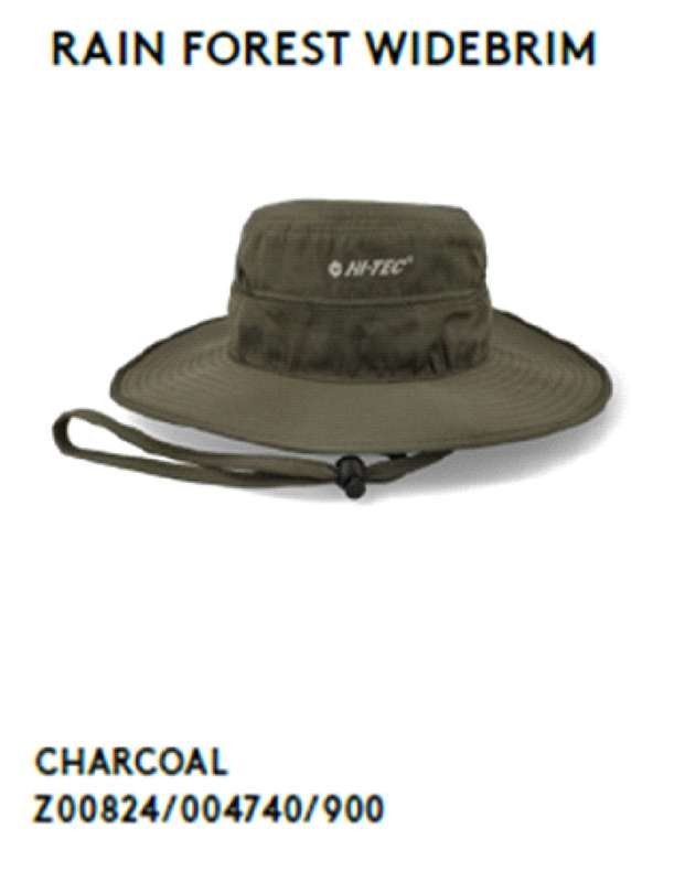 Hi-Tec Rain Forest Widebrim Hat - Charcoal (Size: M)