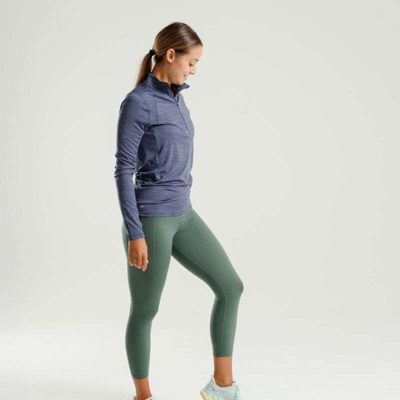 First Ascent Ladies Kinetic 1/4 Zip Top Blue Head Lizzard