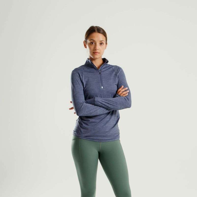 First Ascent Ladies Kinetic 1/4 Zip Top Blue Head Lizzard