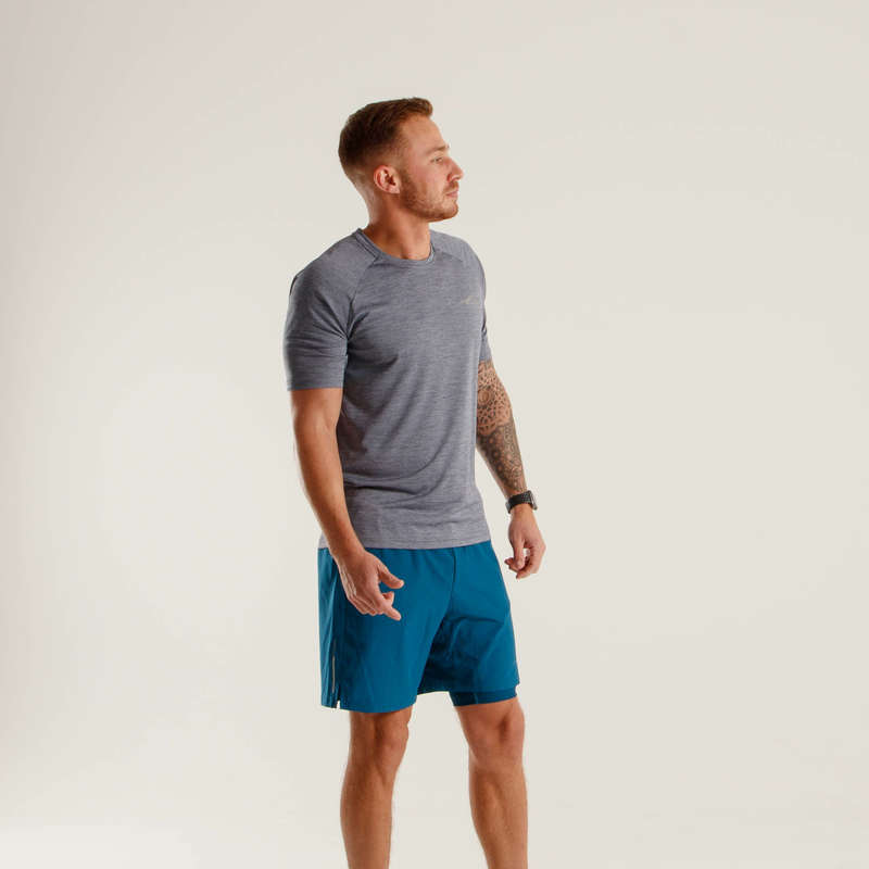 First Ascent Men's Corefit 2in1 7inch Running Shorts Blue Ink
