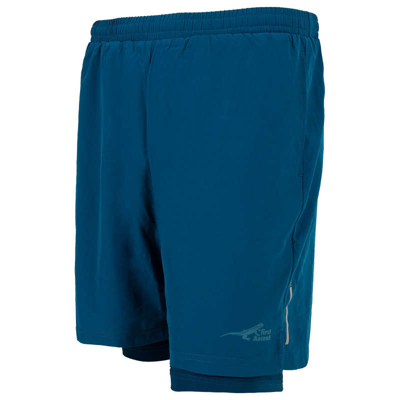 First Ascent Men's Corefit 2in1 7inch Running Shorts Blue Ink
