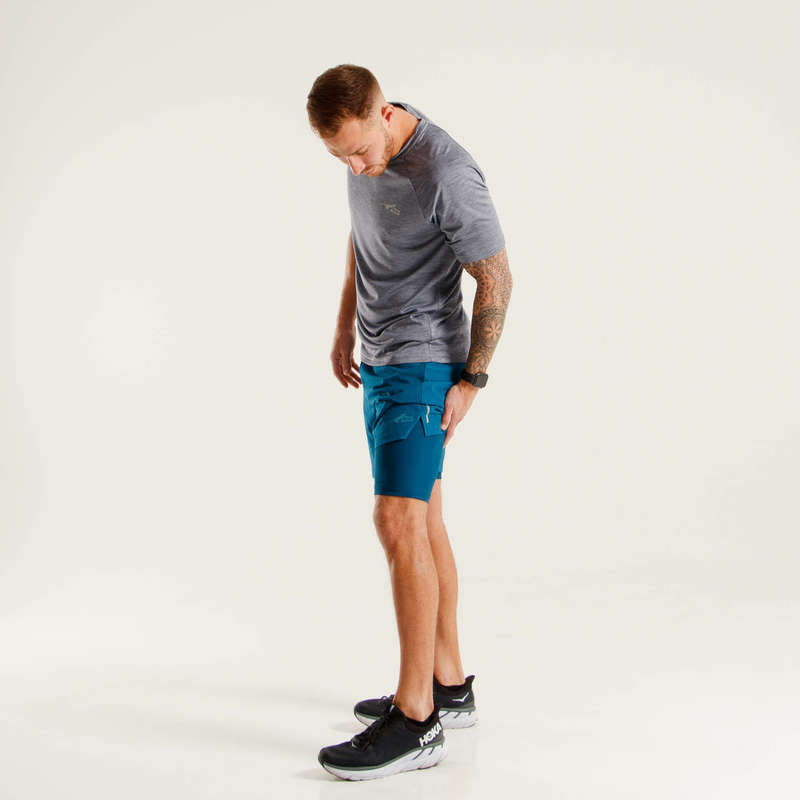 First Ascent Men's Corefit 2in1 7inch Running Shorts Blue Ink