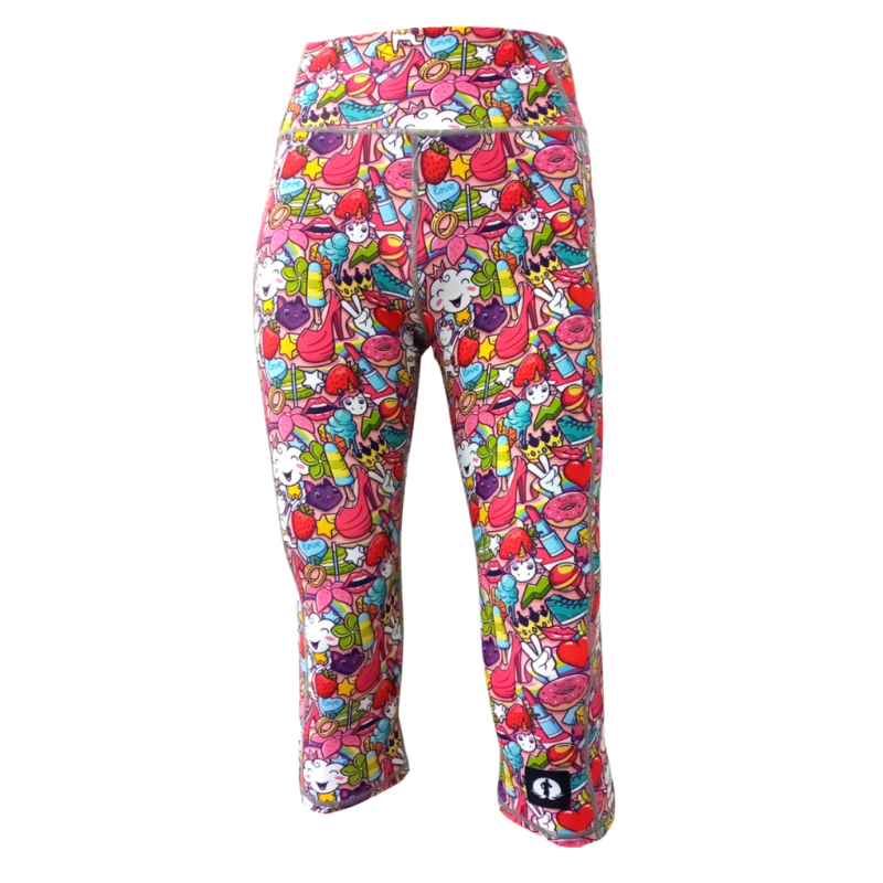 High Waist Funky 3/4 Leggings - Girl Power