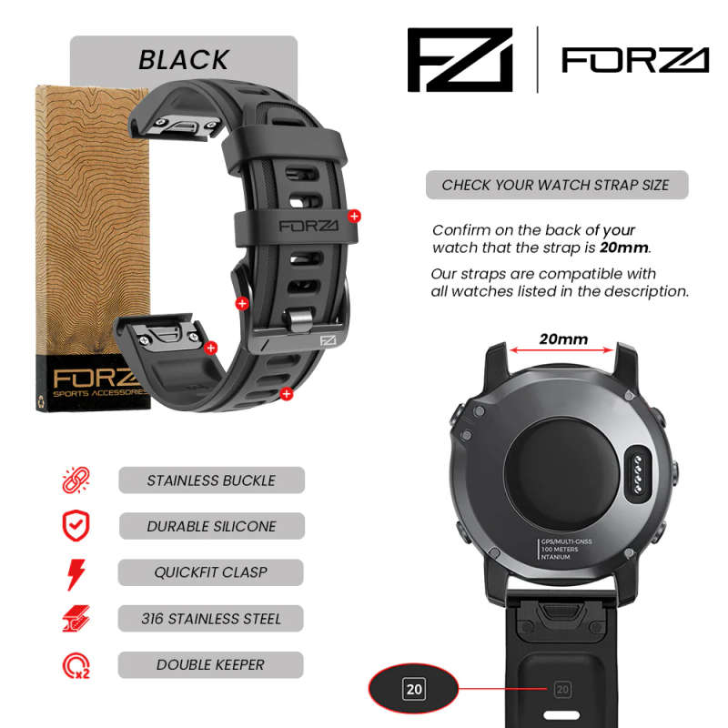 FORZA - ELITE | 20mm EasyFit Watch Strap for Garmin (Navy Blue)