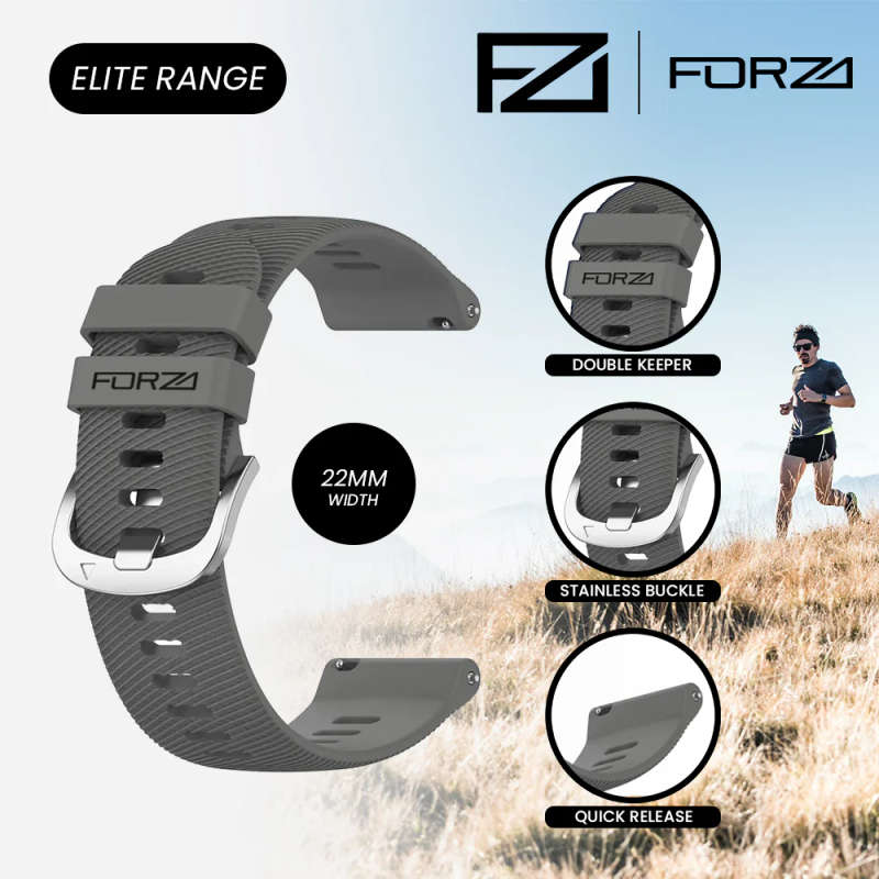 FORZA - ELITE | 22mm Quick Release Watch Strap for Garmin Forerunner 255/Venu 2/Vivoactive 4 (Black)
