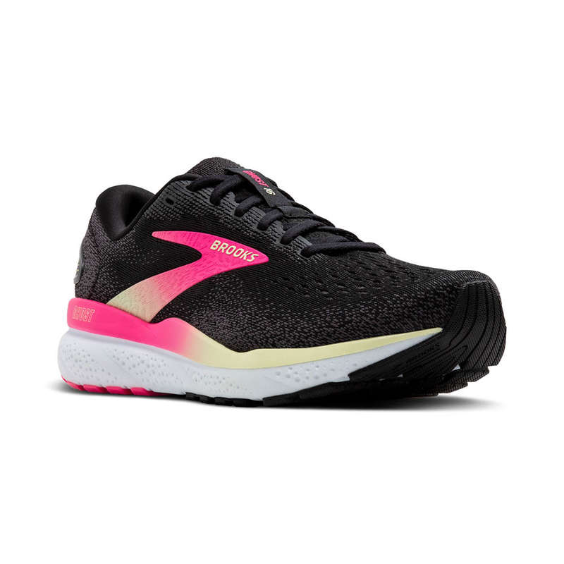 Brooks Ghost 16 Women's (Wide D) (Black/Pink/Yellow)