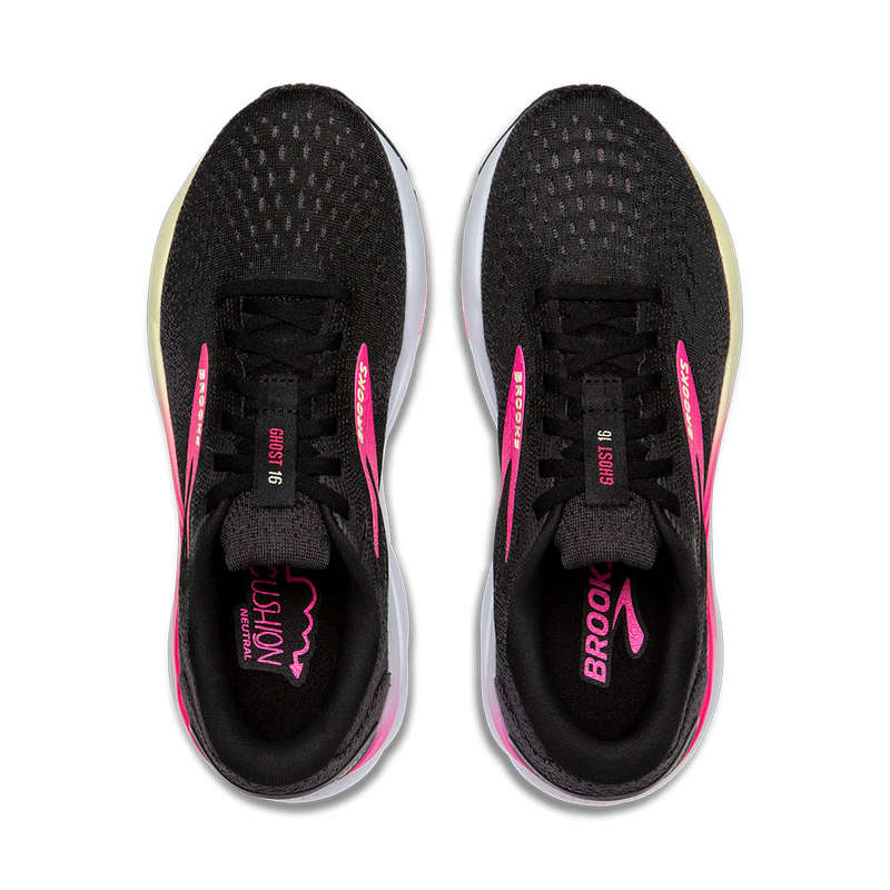 Brooks Ghost 16 Women's (Wide D) (Black/Pink/Yellow)