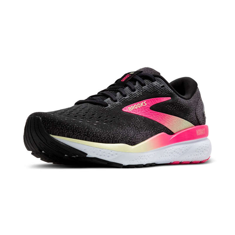 Brooks Ghost 16 Women's (Wide D) (Black/Pink/Yellow)