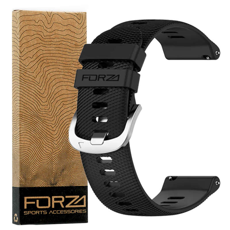FORZA - ELITE | 22mm Quick Release Watch Strap for Garmin Forerunner 255/Venu 2/Vivoactive 4 (Black)