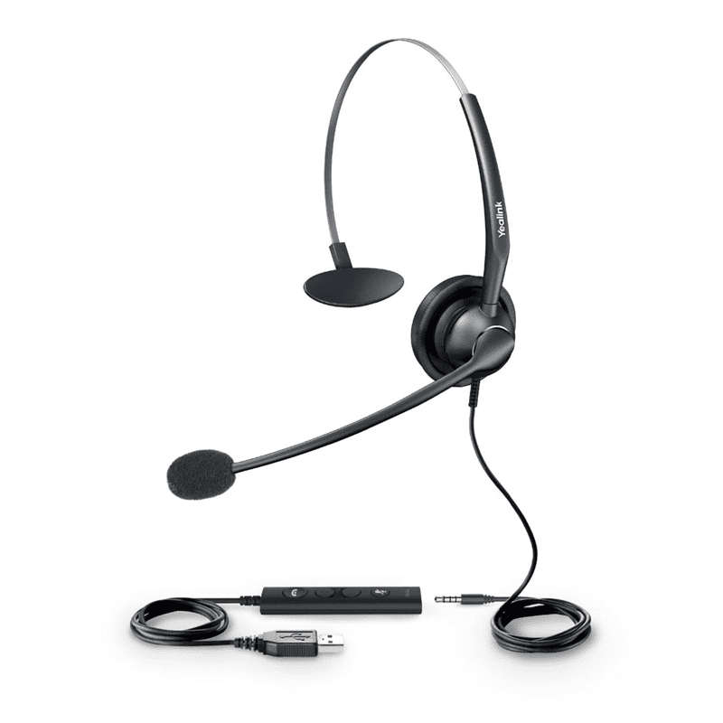 Yealink UH33 Professional Monaural Headset with Adjustable Boom Microphone