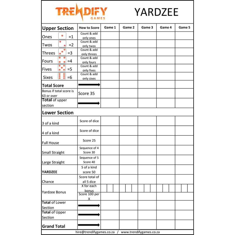 Trendify Yardzee Outdoor Dice Game