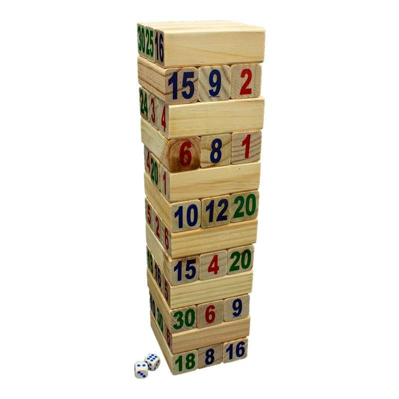 Trendify Multiplication Jenga-Like Building Blocks (With Bag)