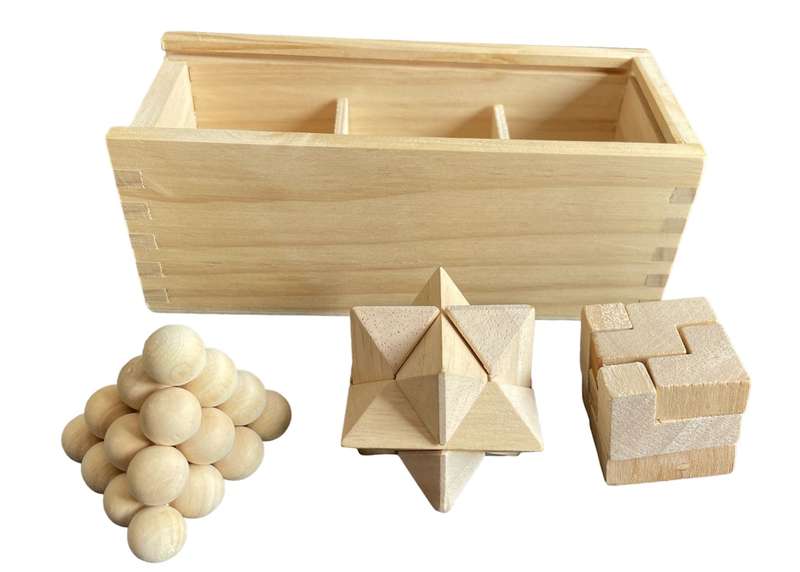 Piccolo 3 x Puzzle Set with Wooden Box