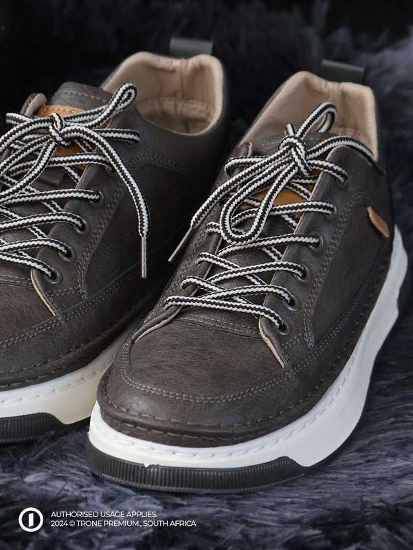 Grit Leather Laced Sneaker - Brown