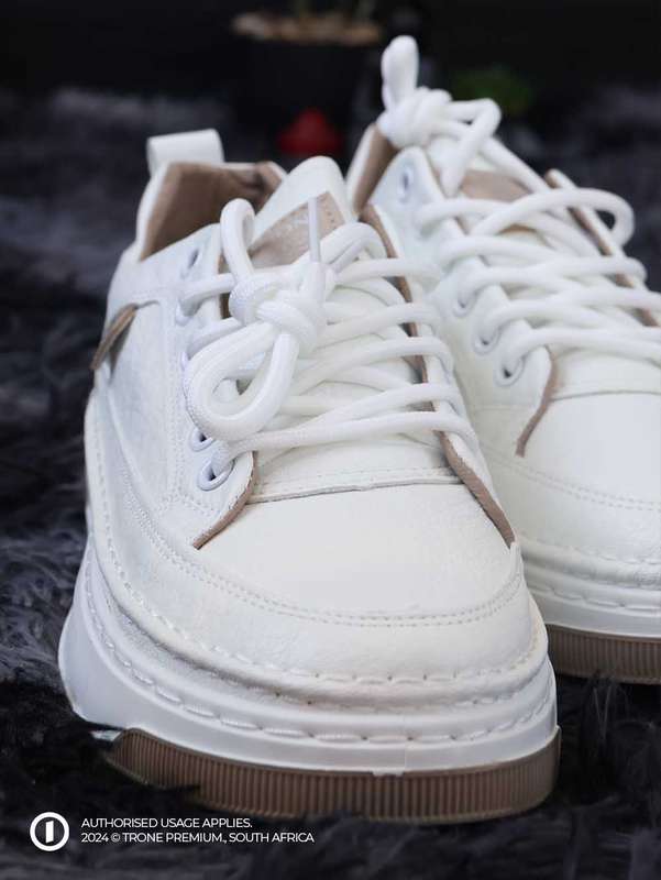Grit Leather Laced Sneaker - White + Brown