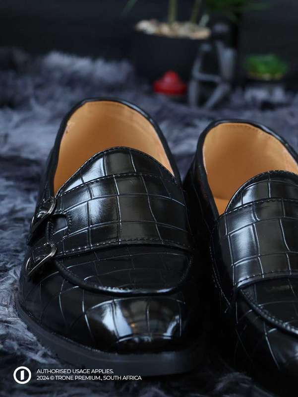 Double Buckle Monk Loafers - Black