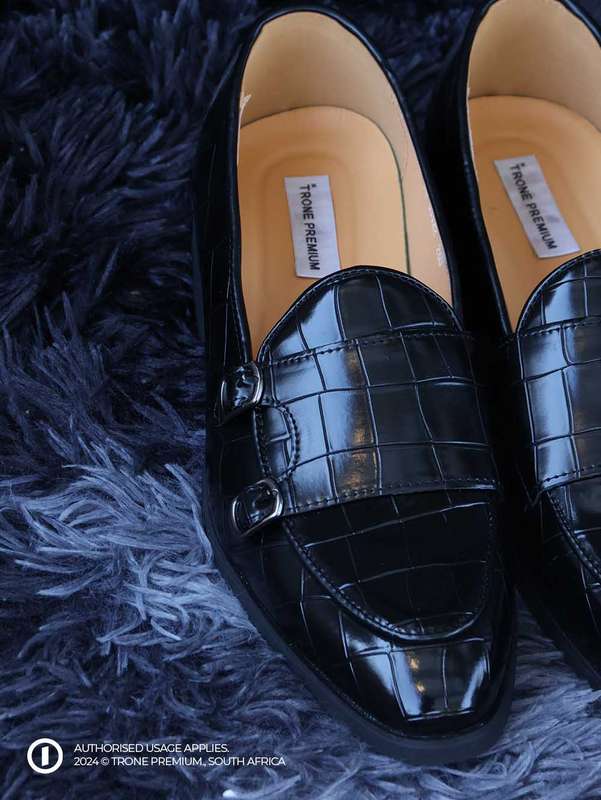 Double Buckle Monk Loafers - Black