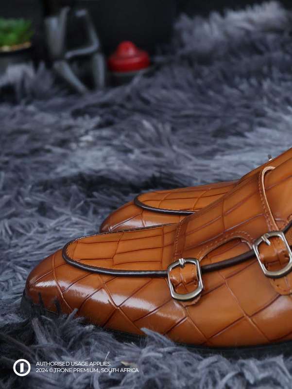 Double Buckle Monk Loafers - Brown