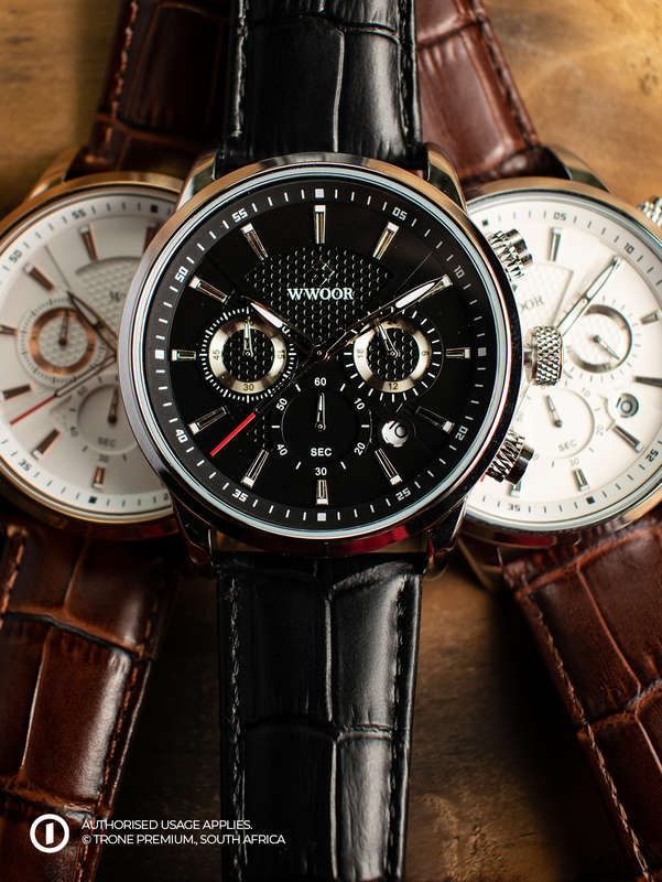 Premium WWOOR Atlas Watch - Silver + Black