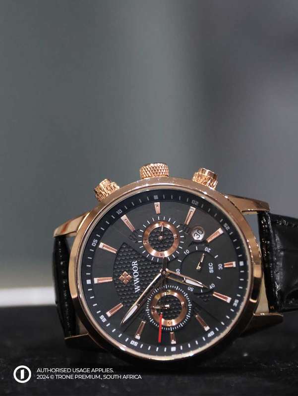 Premium WWOOR Atlas Watch - Gold + Black