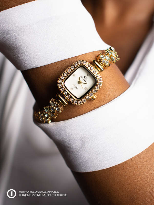 Premium Stone Laced - Gold Watch