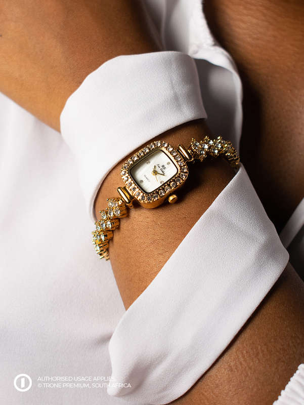 Premium Stone Laced - Gold Watch