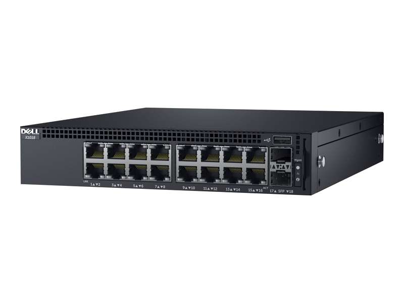 Dell Networking X1018 Smart Web Managed Switch/ 16x 1GbE and 2x 1GbE SFP ports Lifetime Limited H...