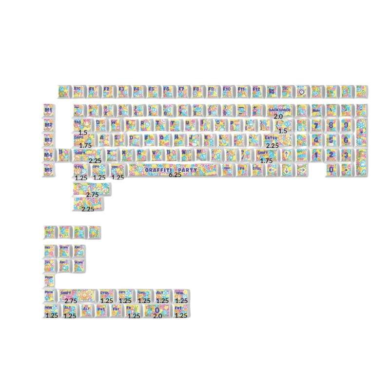 Keychron Graffiti Party  Cherry Profile Dye-Sub PBT Full Keycap Set (140 Keys, MX-Compatible)