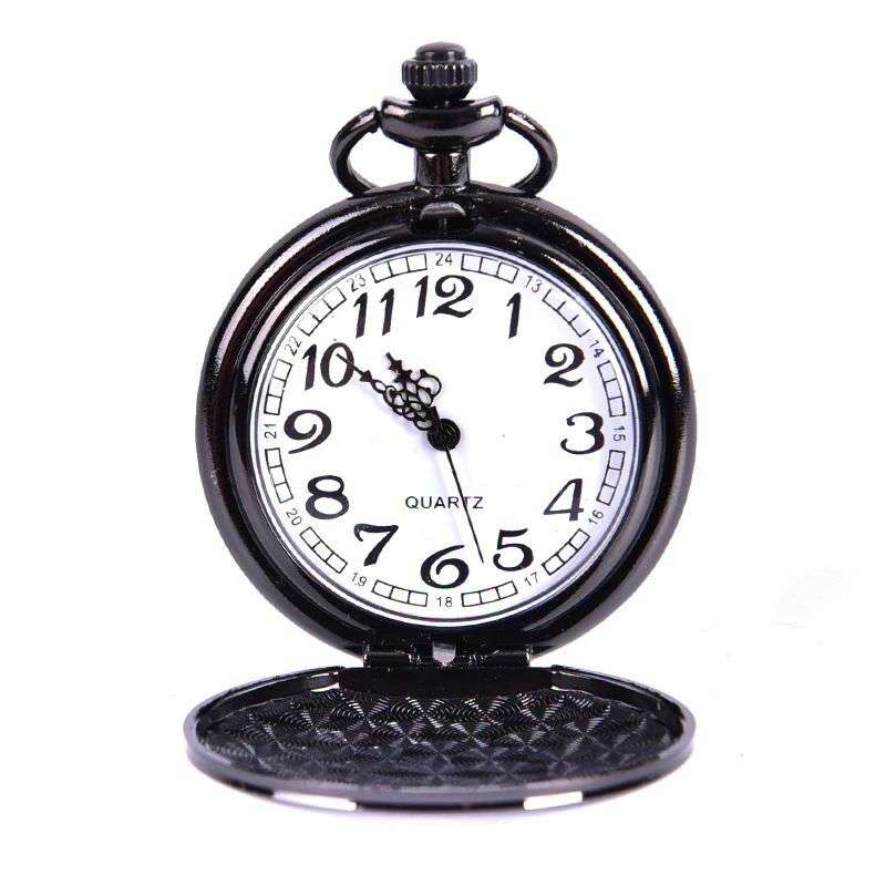 Classic Smooth Steel Pocket Watch - Dark