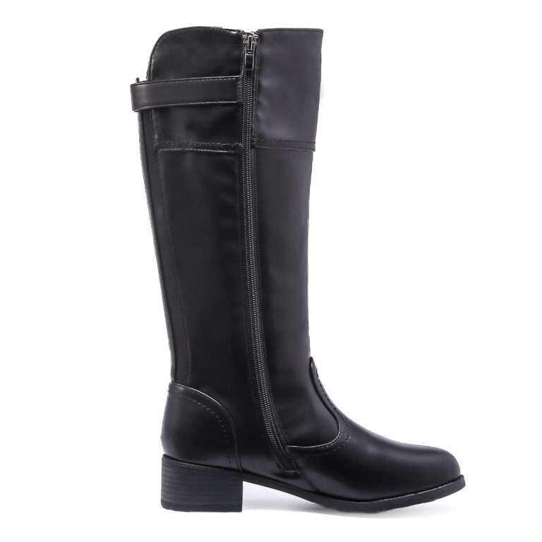TTP Knee High Boot with Buckle Decor and Elasticated Back Shaft XB8229