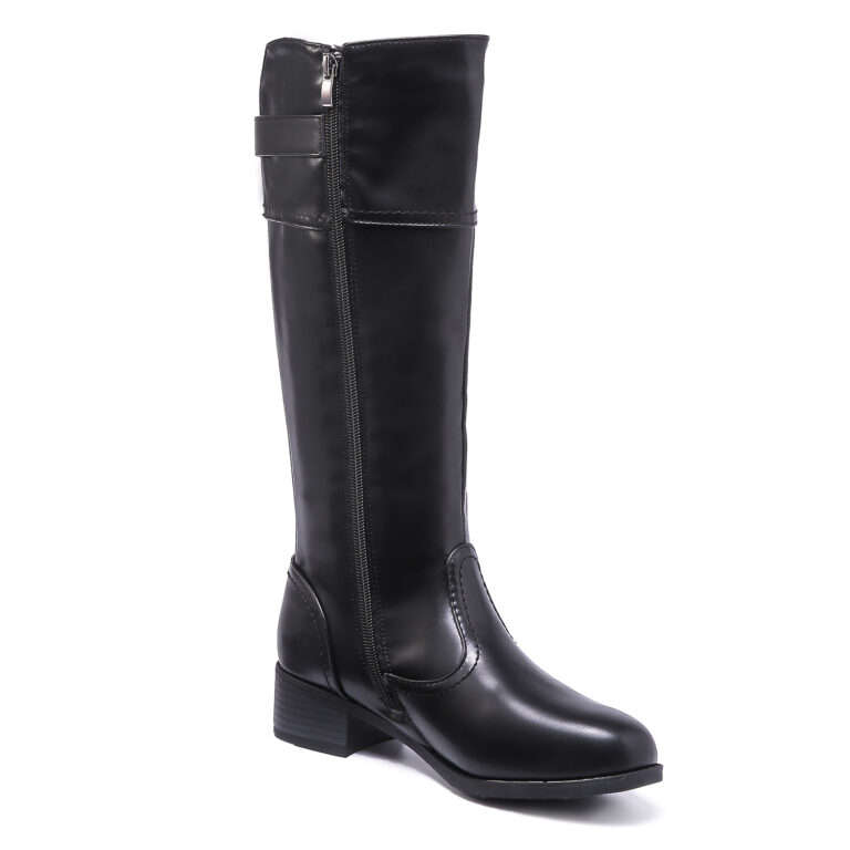 TTP Knee High Boot with Buckle Decor and Elasticated Back Shaft XB8229