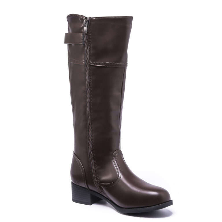TTP Knee High Boot with Buckle Decor and Elasticated Back Shaft XB8229