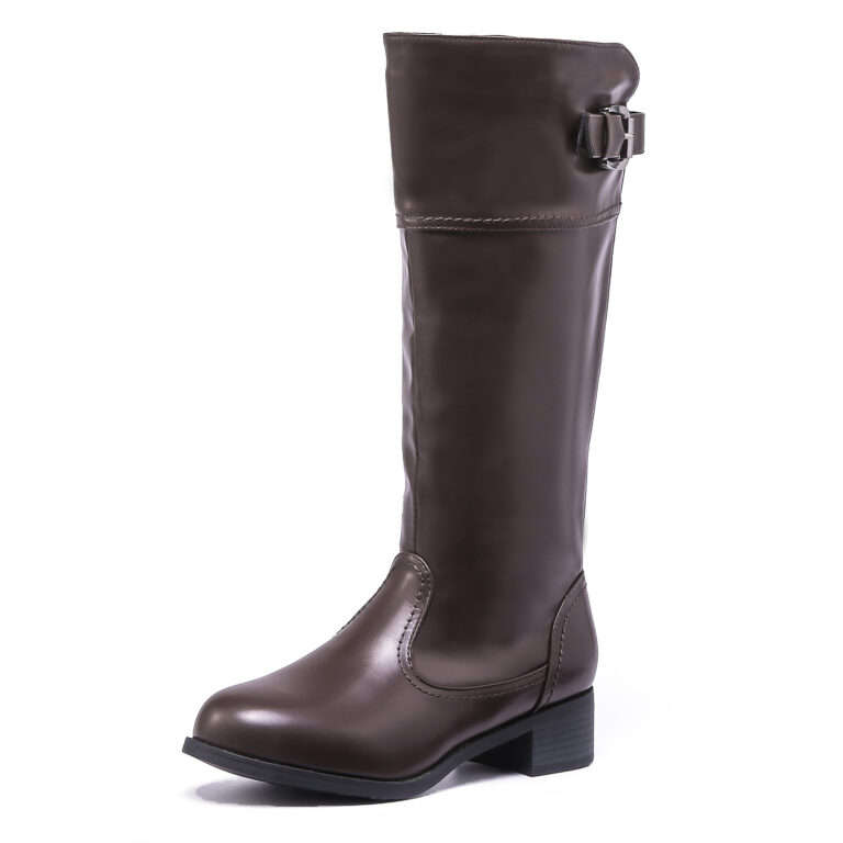 TTP Knee High Boot with Buckle Decor and Elasticated Back Shaft XB8229