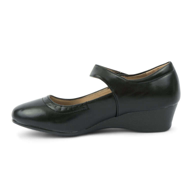 TTP Classic Ladies Wedge Heel Courts with Loop and Hook Strap