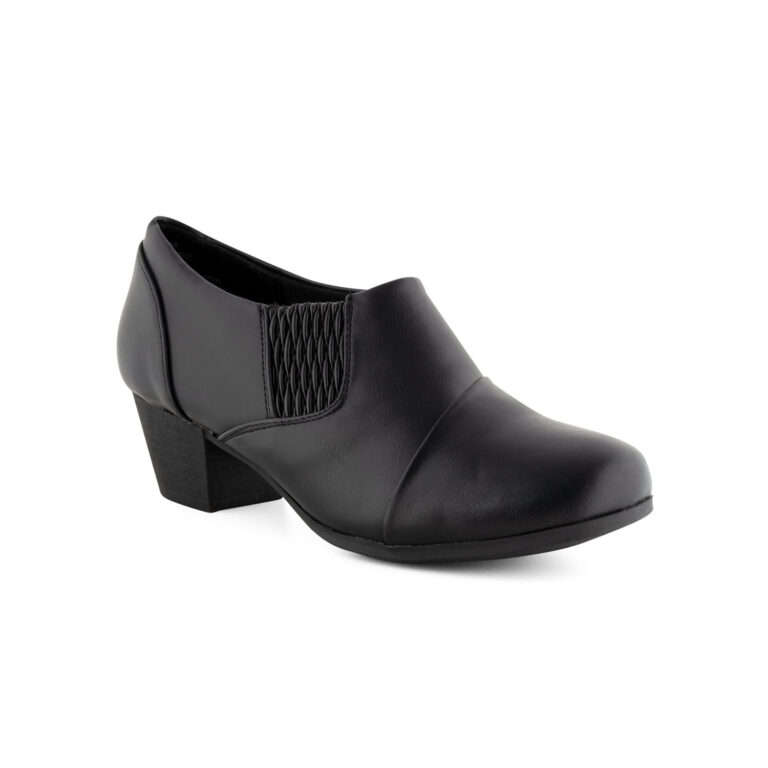 TTP Ladies Elasticated Slip-On Block Heel Courts CQA-16
