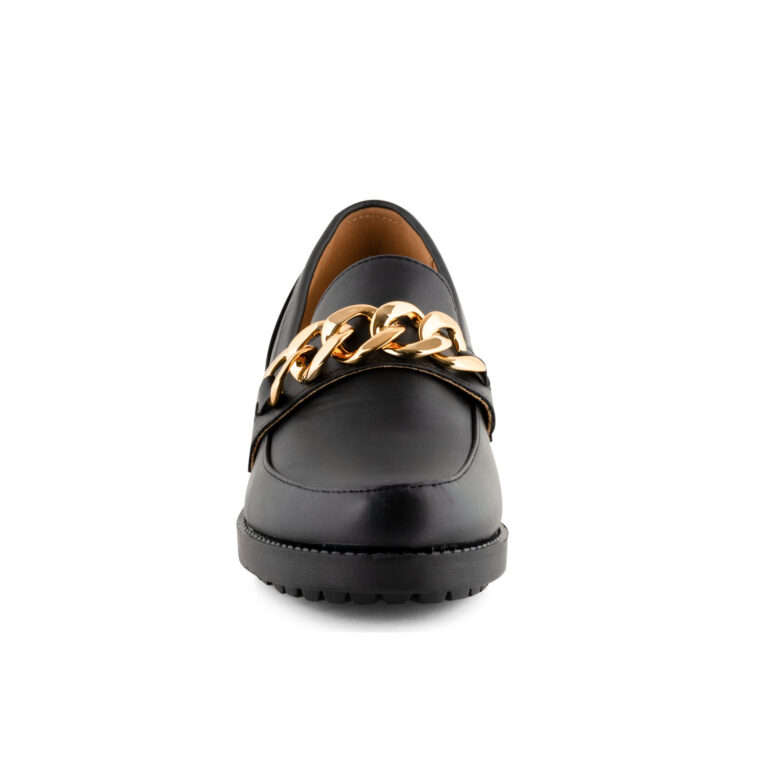 Alxir Ladies Slip On Platform Loafers with Chain Decor