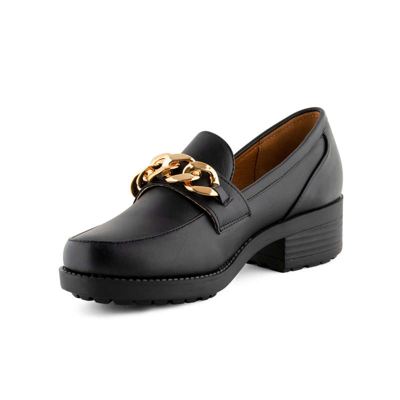 Alxir Ladies Slip On Platform Loafers with Chain Decor