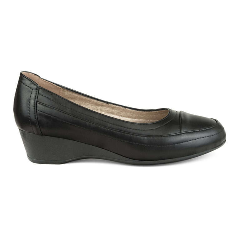 TTP Classic Ladies Wedge Heel Courts with Patterned lining on upper