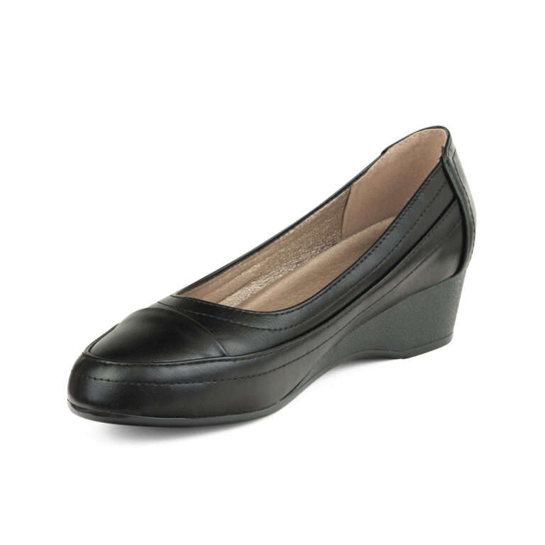 TTP Classic Ladies Wedge Heel Courts with Patterned lining on upper
