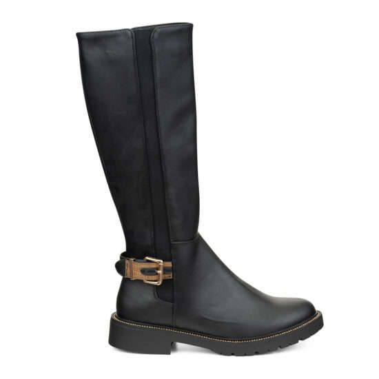 TTP Ladies Mid Calf Boot with Gold Buckle Decor C3003