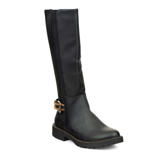 TTP Ladies Mid Calf Boot with Gold Buckle Decor C3003