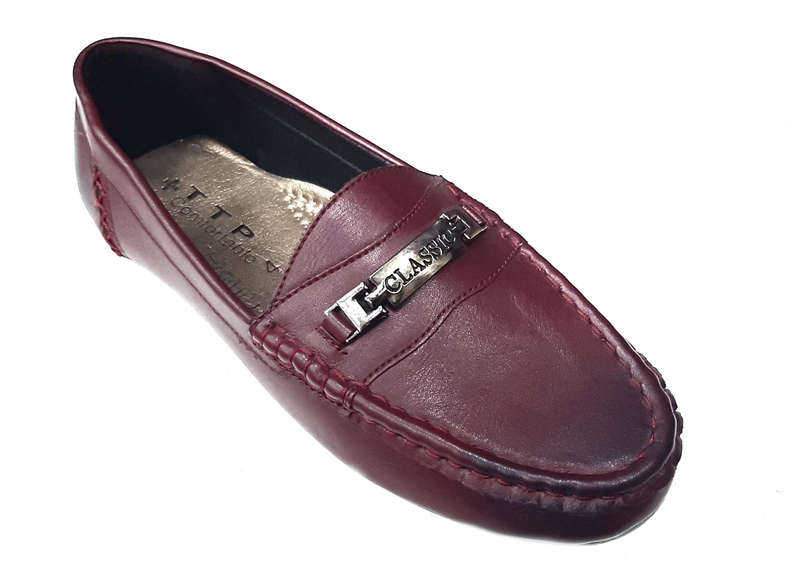TTP Women's Moccasin with Metal Buckle Decor on Vamp