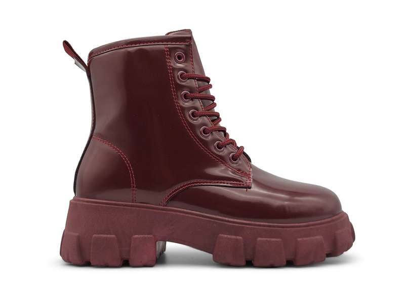 TTP Women's Lace-Up Combat Boot XB1601 with Patent Finish
