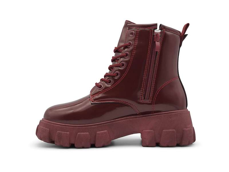 TTP Women's Lace-Up Combat Boot XB1601 with Patent Finish