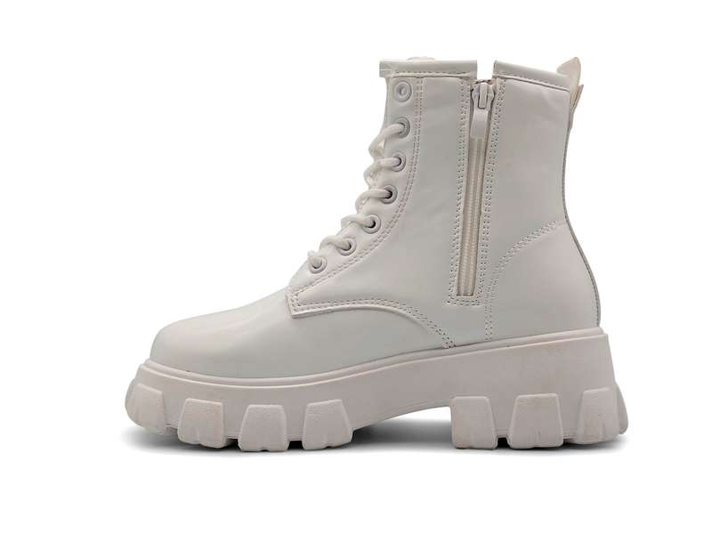 TTP Women's Lace-Up Combat Boot XB1601 with Patent Finish