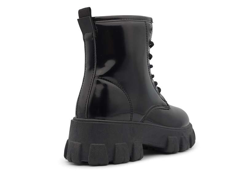 TTP Women's Lace-Up Combat Boot XB1601 with Patent Finish