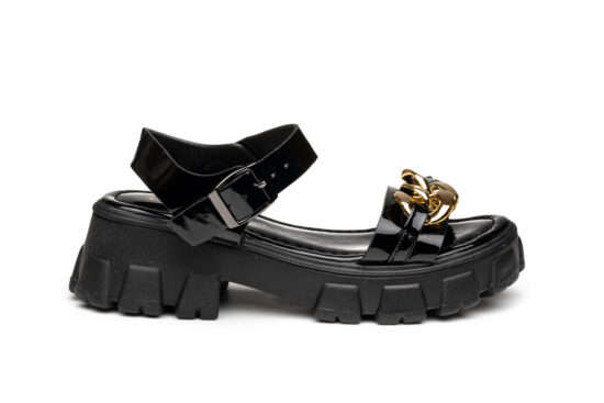 TTP Ladies Patent Platform Sandals with Ankle Strap DZW211008