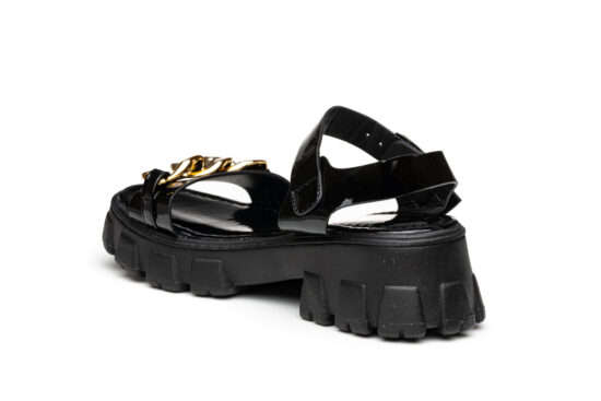 TTP Ladies Patent Platform Sandals with Ankle Strap DZW211008