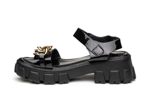 TTP Ladies Patent Platform Sandals with Ankle Strap DZW211008