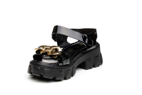 TTP Ladies Patent Platform Sandals with Ankle Strap DZW211008